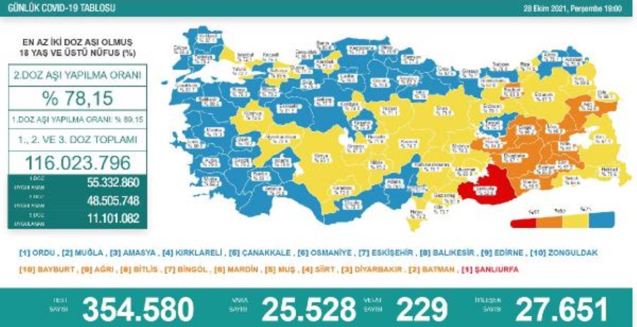 Koronavirüs salgınında günlük vaka sayısı 25 bin 528 oldu