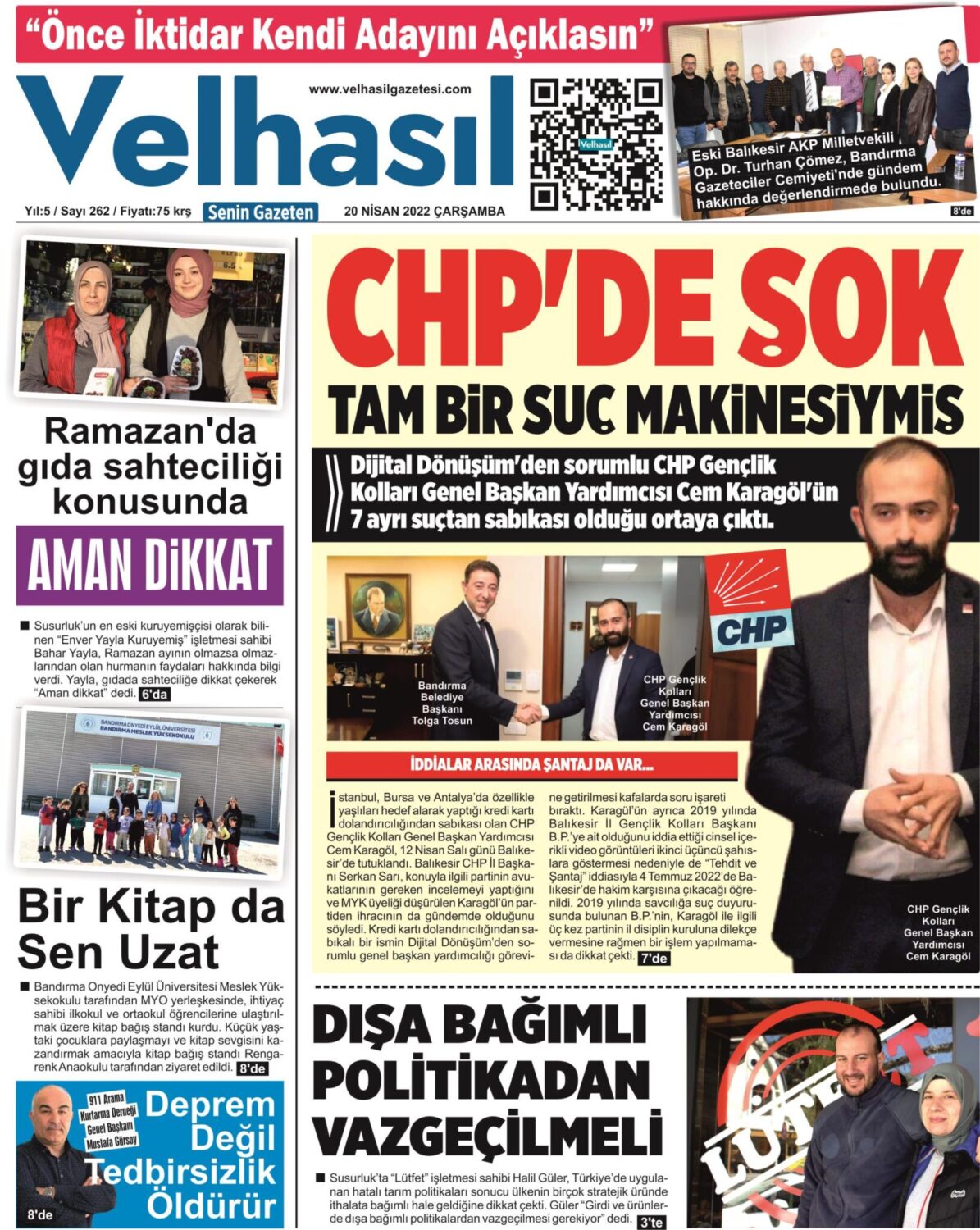 20 Nisan 2022 Velhasıl Gazetemiz