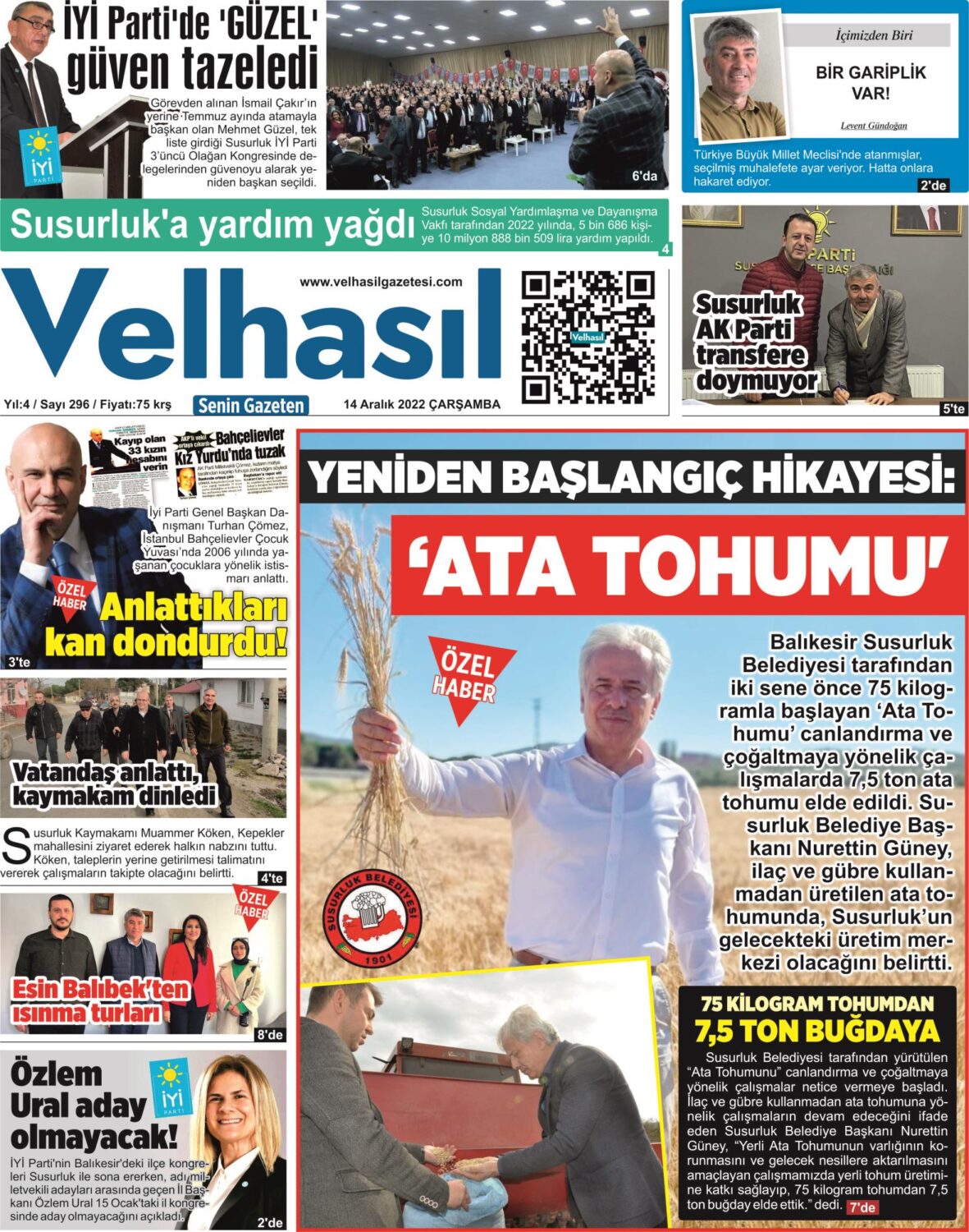 14 Aralık 2022 Velhasıl Gazetemiz