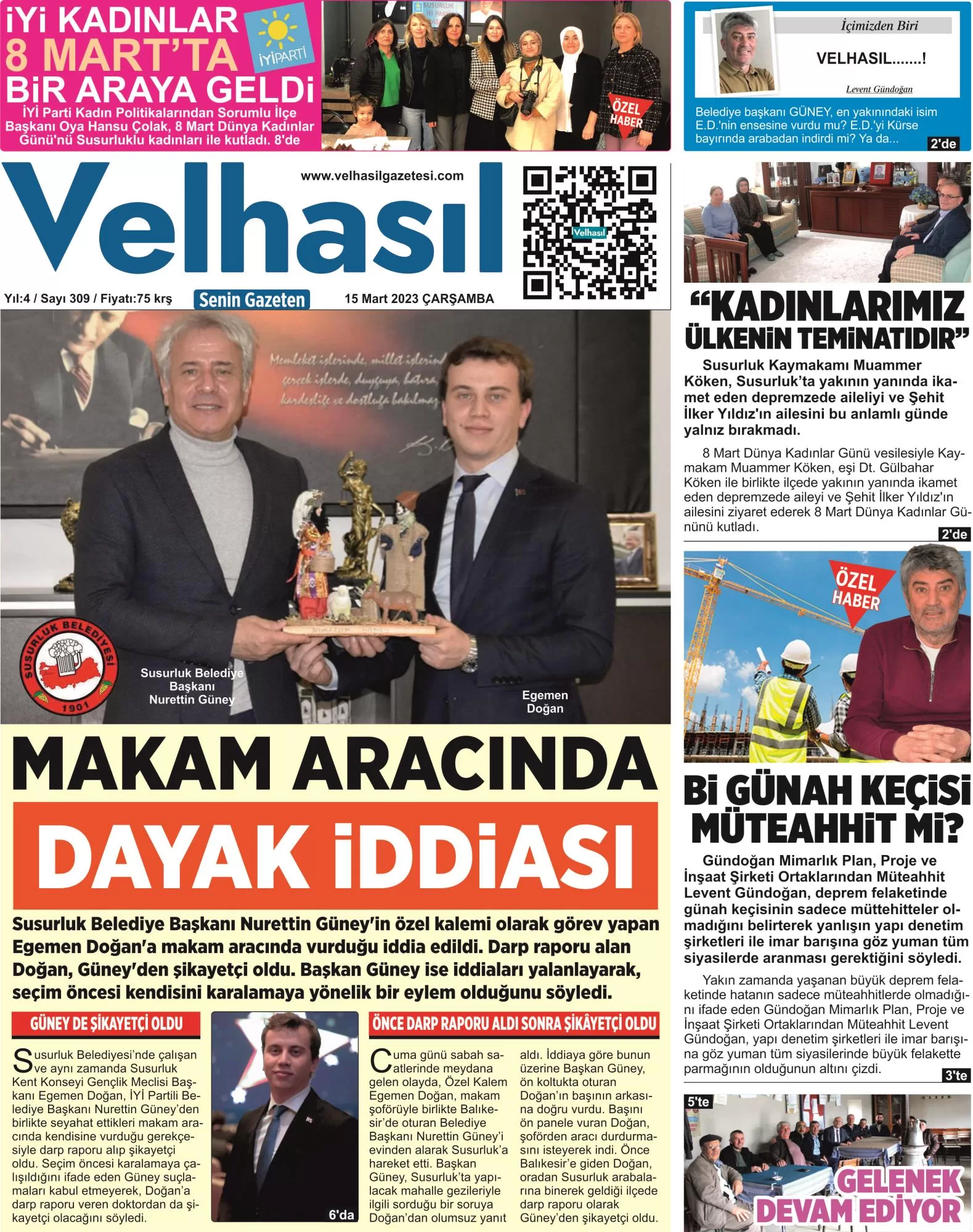 15 Mart 2023 Velhasıl Gazetemiz