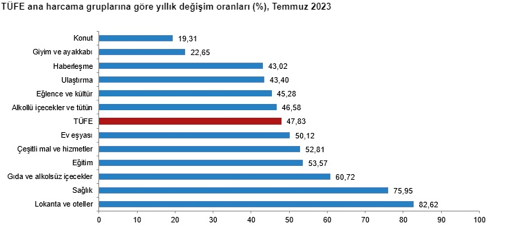 TÜİK: Temmuz ayında enflasyon yılık yüzde 47,83, aylık yüzde 9,49 oldu.