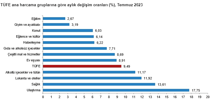 TÜİK: Temmuz ayında enflasyon yılık yüzde 47,83, aylık yüzde 9,49 oldu.