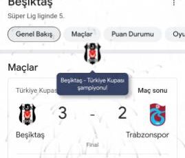 Google, Beşiktaş’ın Türkiye Kupası Şampiyonluğuna Kayıtsız Kalmadı