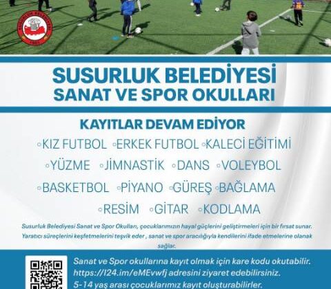 Susurluk Belediyesi Sanat ve Spor Okulları Kayıtları Devam Ediyor